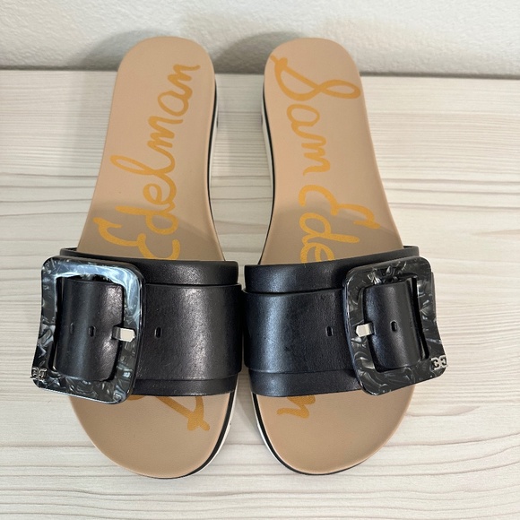 Size 8.5 Sam Edelman Ariane Black Slide Sandals - Picture 3 of 10